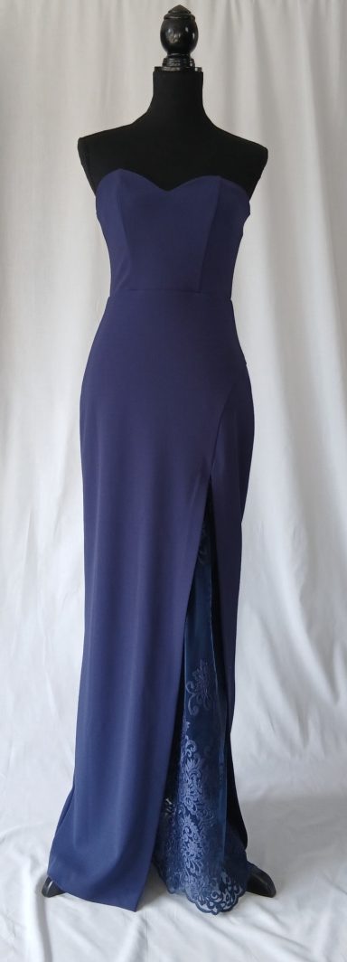 Strapless jurk donkerblauw maat S