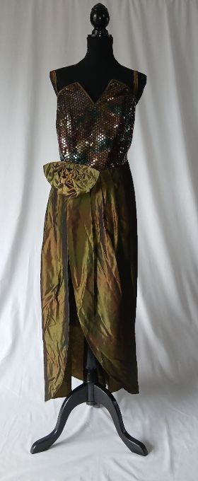 Goud groene cocktail/gala jurk Maat XL